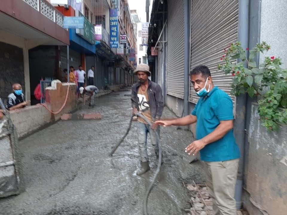 Road surface construction activity by Kamala Construction Pvt. Ltd.
