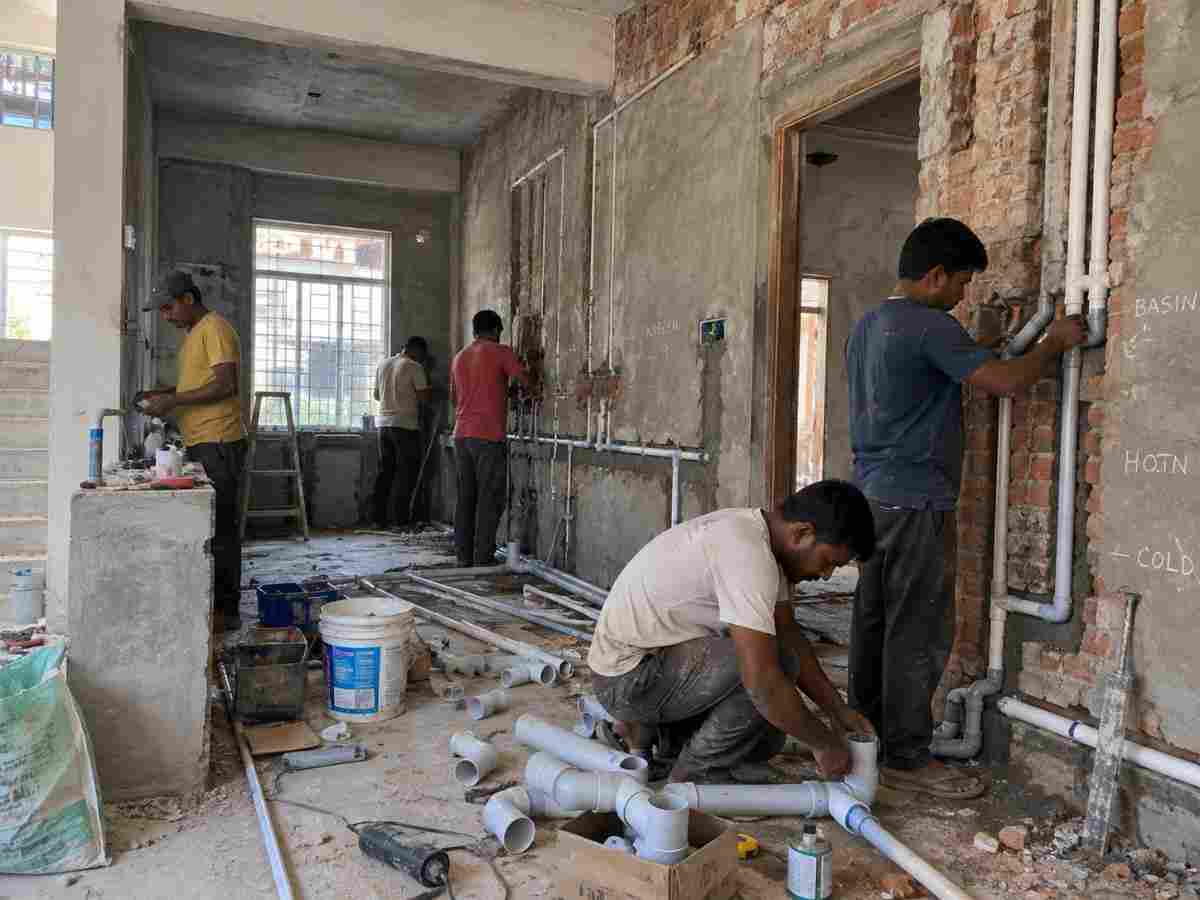 Electrical and plumbing installation work